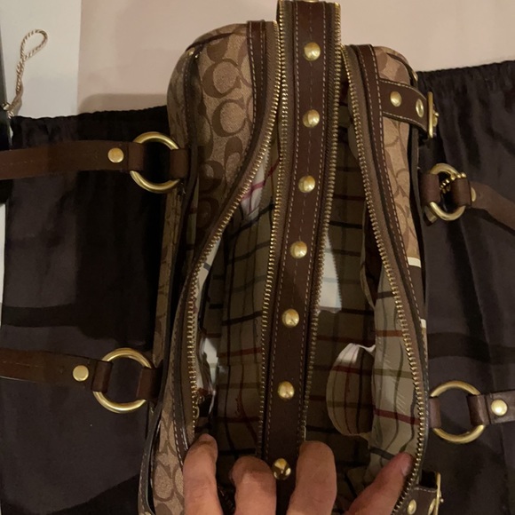 Coach Large Double Zip Satchel - Brown PVC - Picture 7 of 11